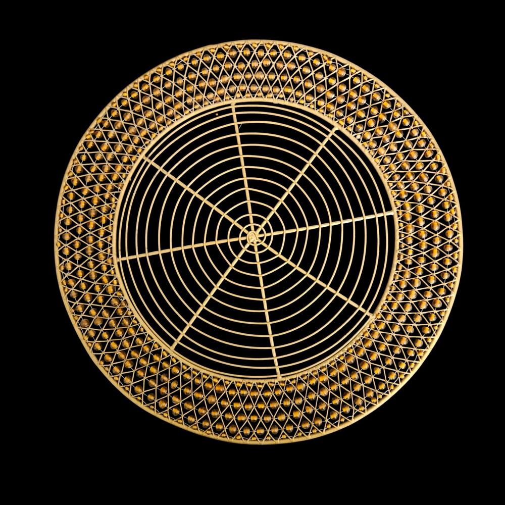 Gold Metal Beaded Charger Plates Set of 2 Round Openwork Decorative Tableware